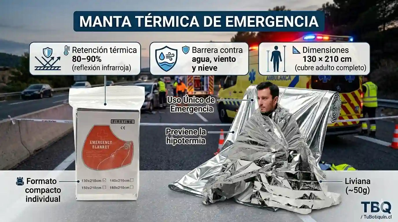manta termica de emergencia - especificaciones