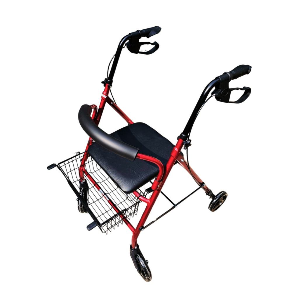 Andador Rollator con Asiento Acolchado, Canasto y Frenos — Movilidad Segura para Adulto Mayor
