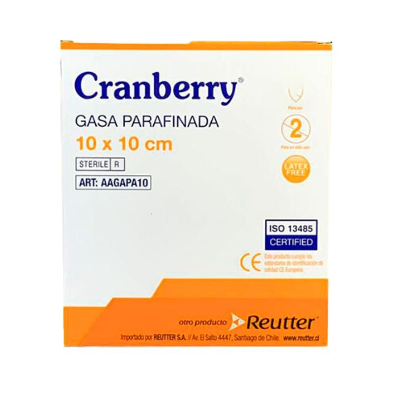 Gasa Parafinada 10cm x 10cm cj/10 unid Cranberry - tubotiquin.cl