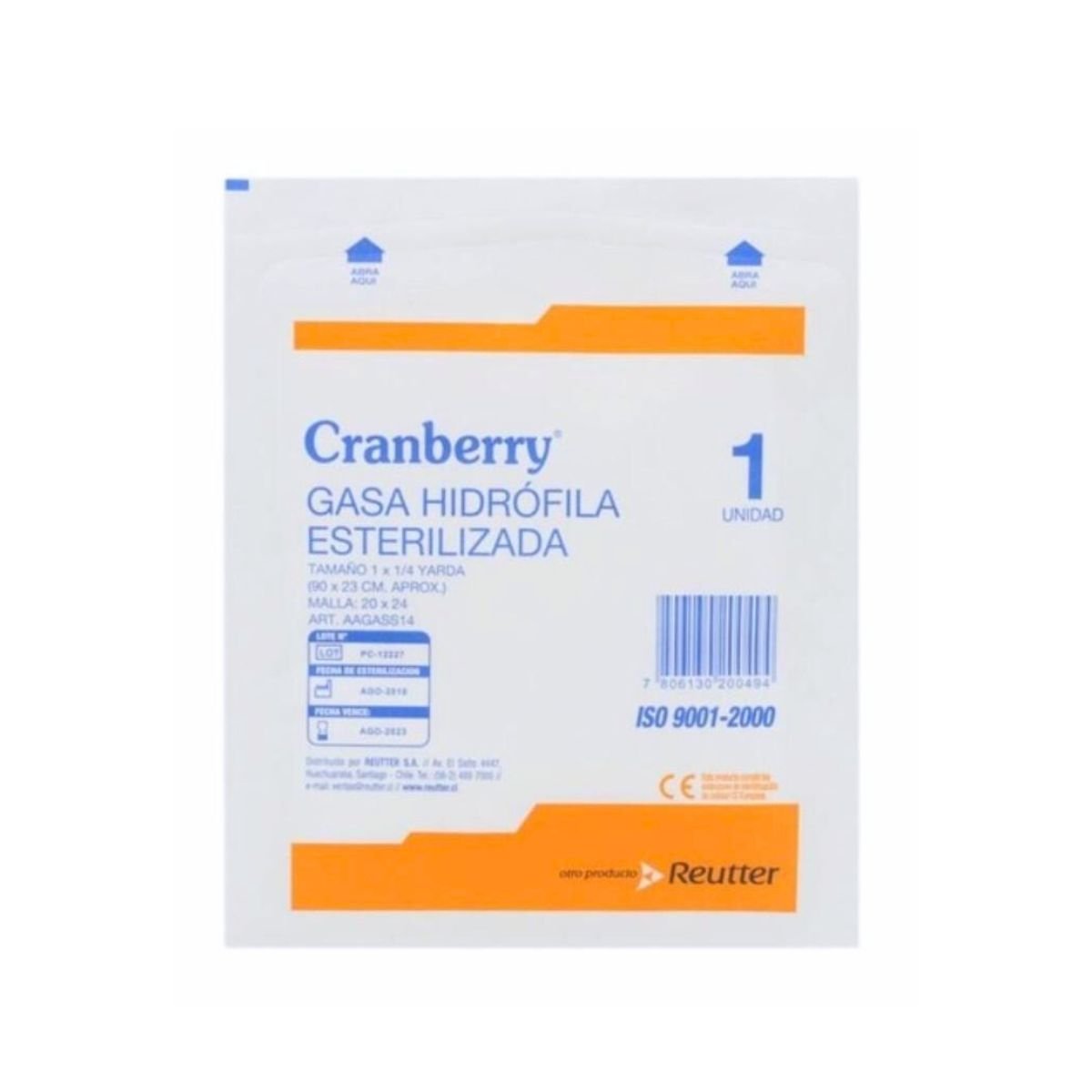 Gasa Hidrófila 1X1/4 YD Paquete 12 unids - tubotiquin.cl