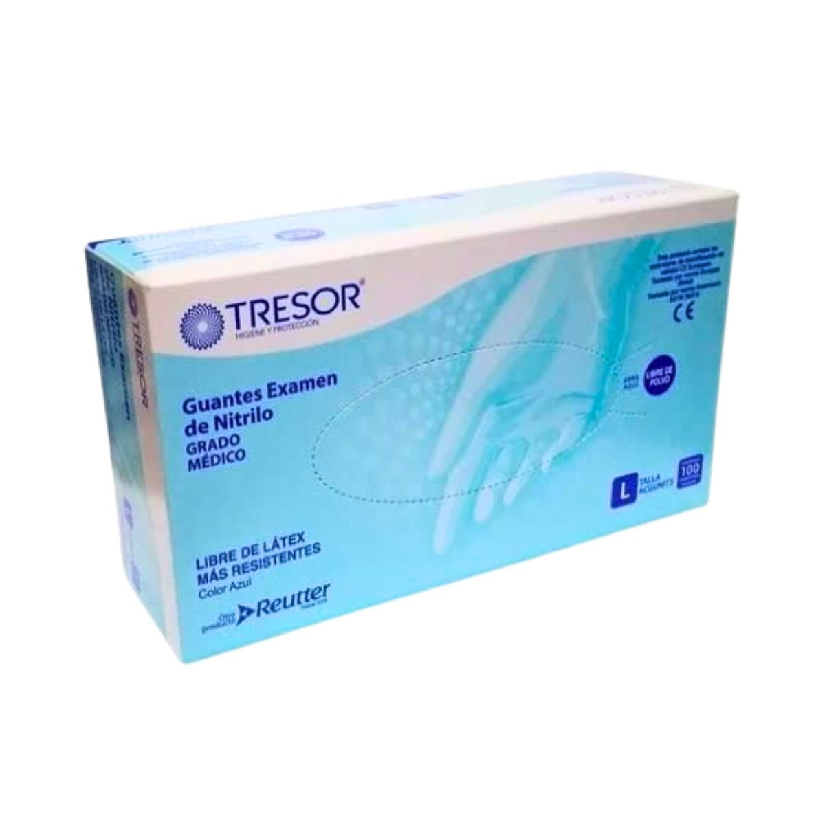 Guantes de nitrilo azul Tresor en uso mostrando ajuste y flexibilidad