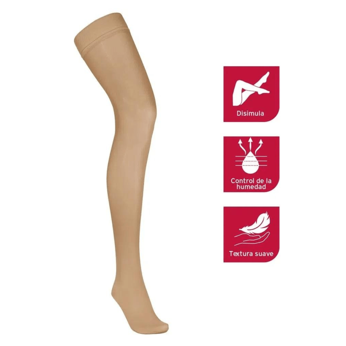 Calcetin Opaque Muslo 15 - 20 mmhg Punta Cerrada Natural - tubotiquin.cl