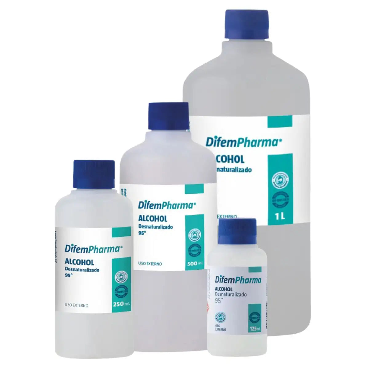 Alcohol desnaturalizado 95° DifemPharma 125ml 250ml 500ml 1 litro — desinfectante superficies GMP ISO 9001