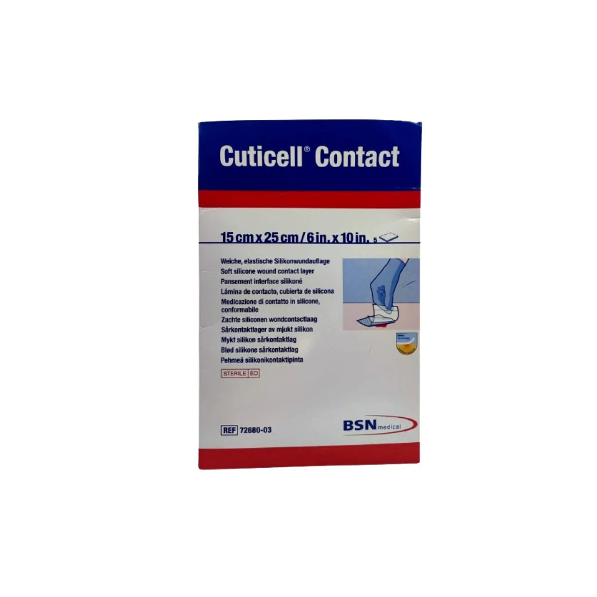 Apósito Cuticell Contact 15x25 cm con silicona suave en caja BSN Medical