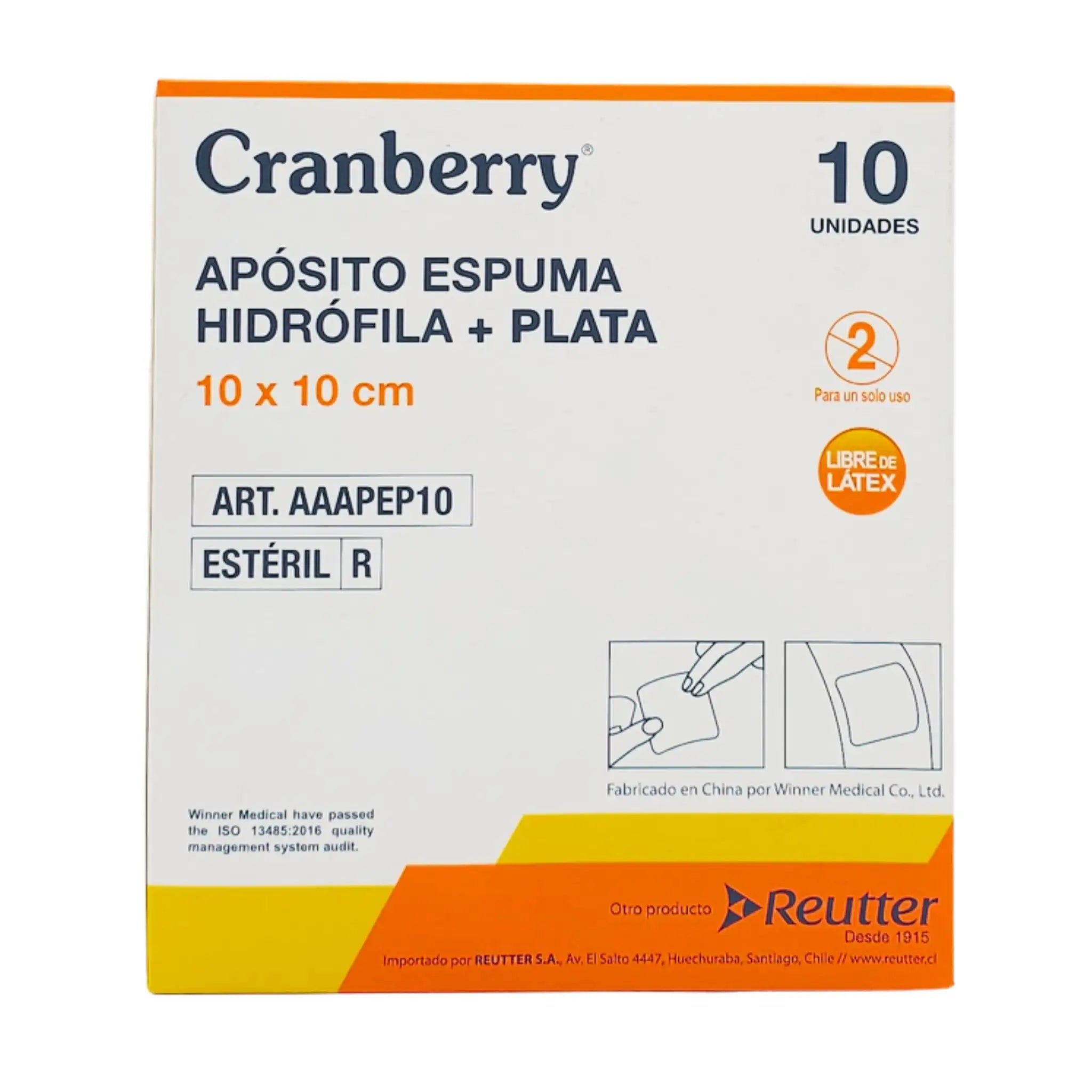 Instrucciones de uso apósito espuma hidrofilica con plata Cranberry — aplicación y retiro