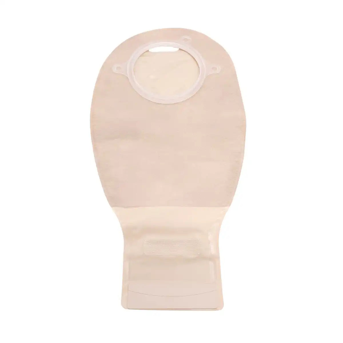 Bolsa drenable Natura ConvaTec 70mm opaca — vista frontal completa con aro SUR-FIT y cierre inferior