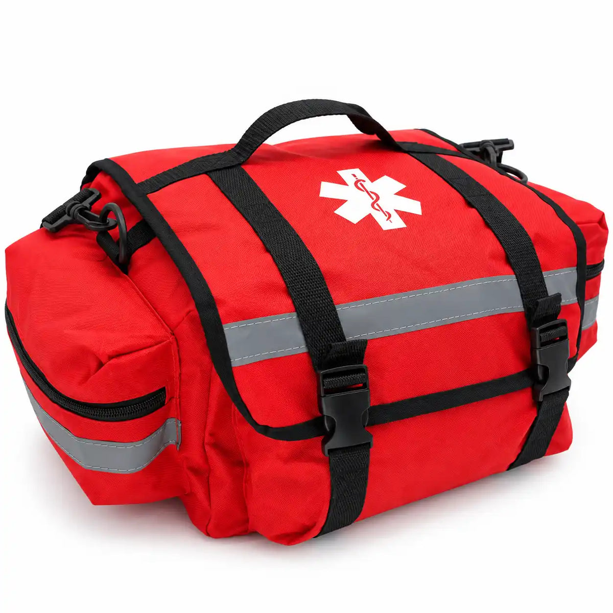 Bolso de primeros auxilios compacto rojo con cruz de vida y correa de hombro