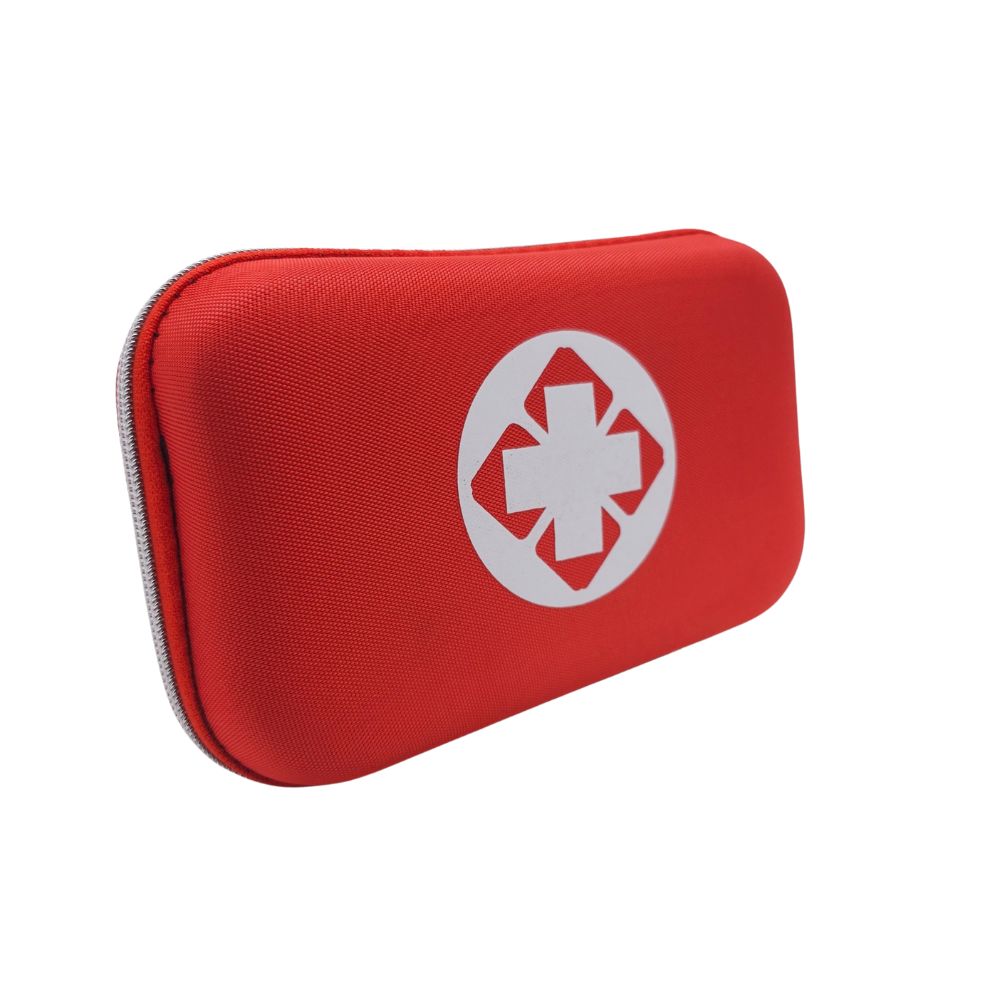 Botiquín personal con carcasa rígida roja para camping y emergencias
