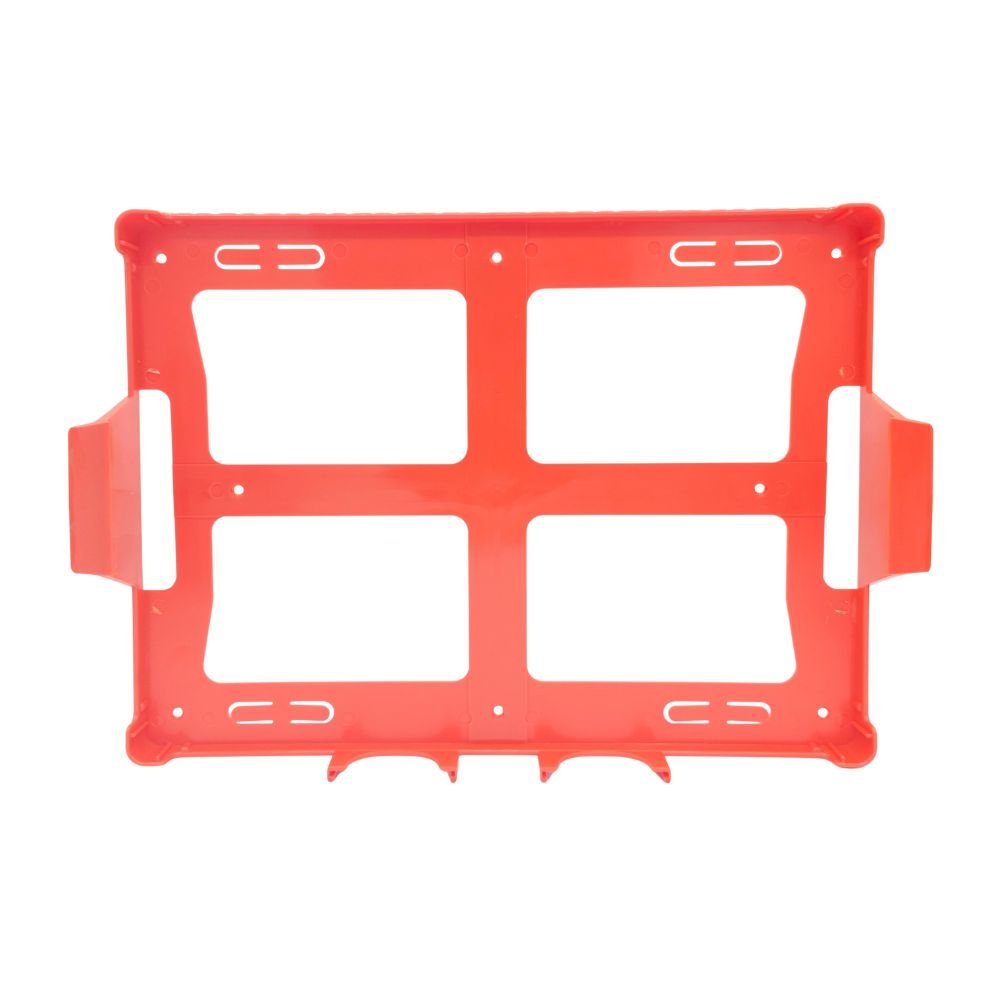 Soporte mural rojo para botiquín Steel Pro 100 personas con sistema de montaje en cruz