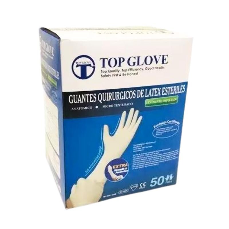 Guantes Quirurgicos de Latex N°7 Esteriles con polvo cj/50 unid - tubotiquin.cl
