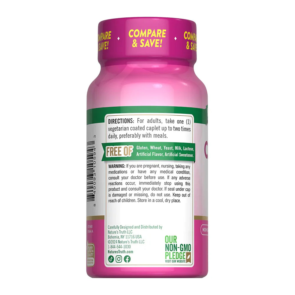 Instrucciones de uso Calcio 600mg Nature's Truth - 1 cápsula hasta 2 veces al día Non-GMO