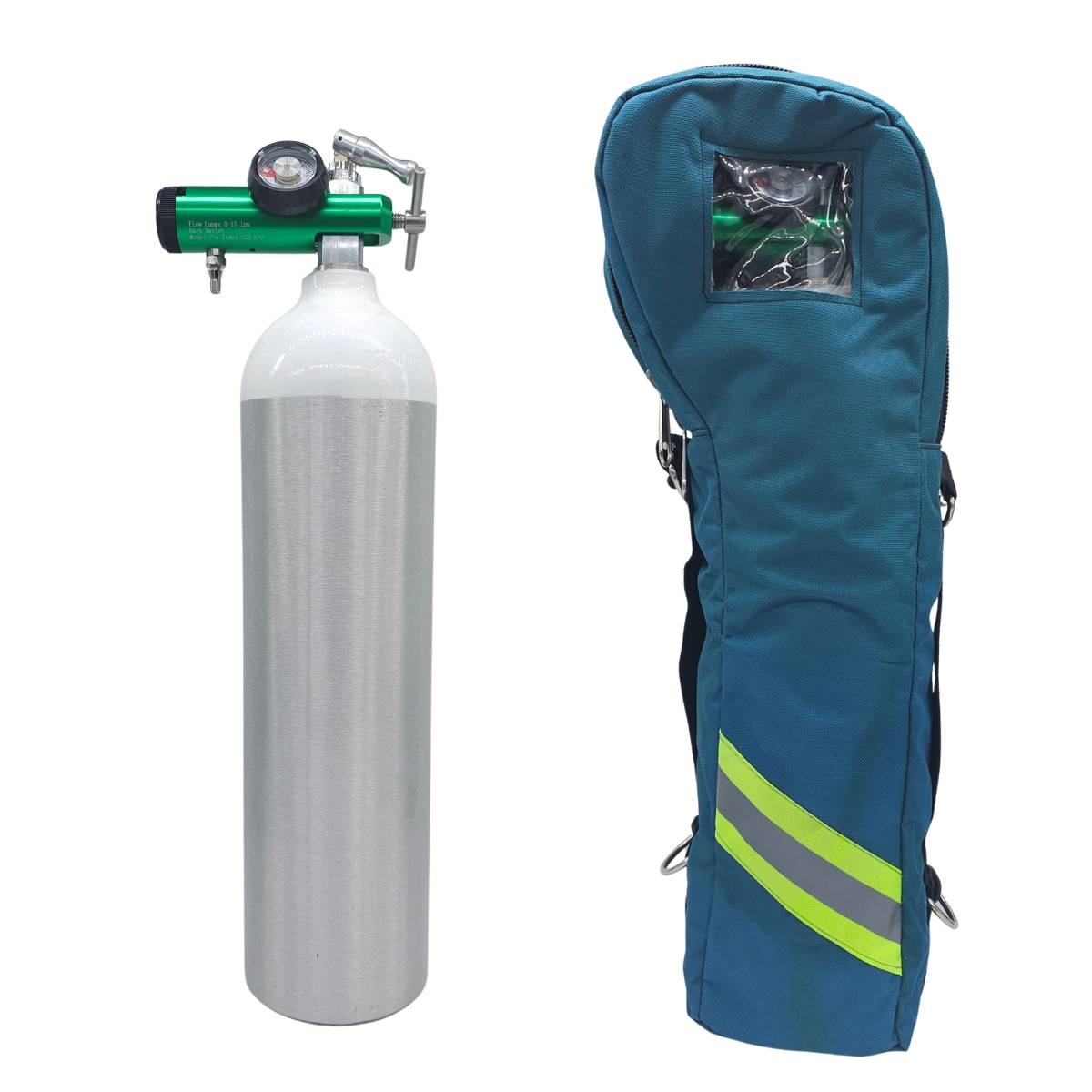 Cilindro Oxígeno Portátil 168L Kit Completo ISP - Regulador 15 LPM Cánula Nasal Bolso Transporte Médico Altura - tubotiquin.cl