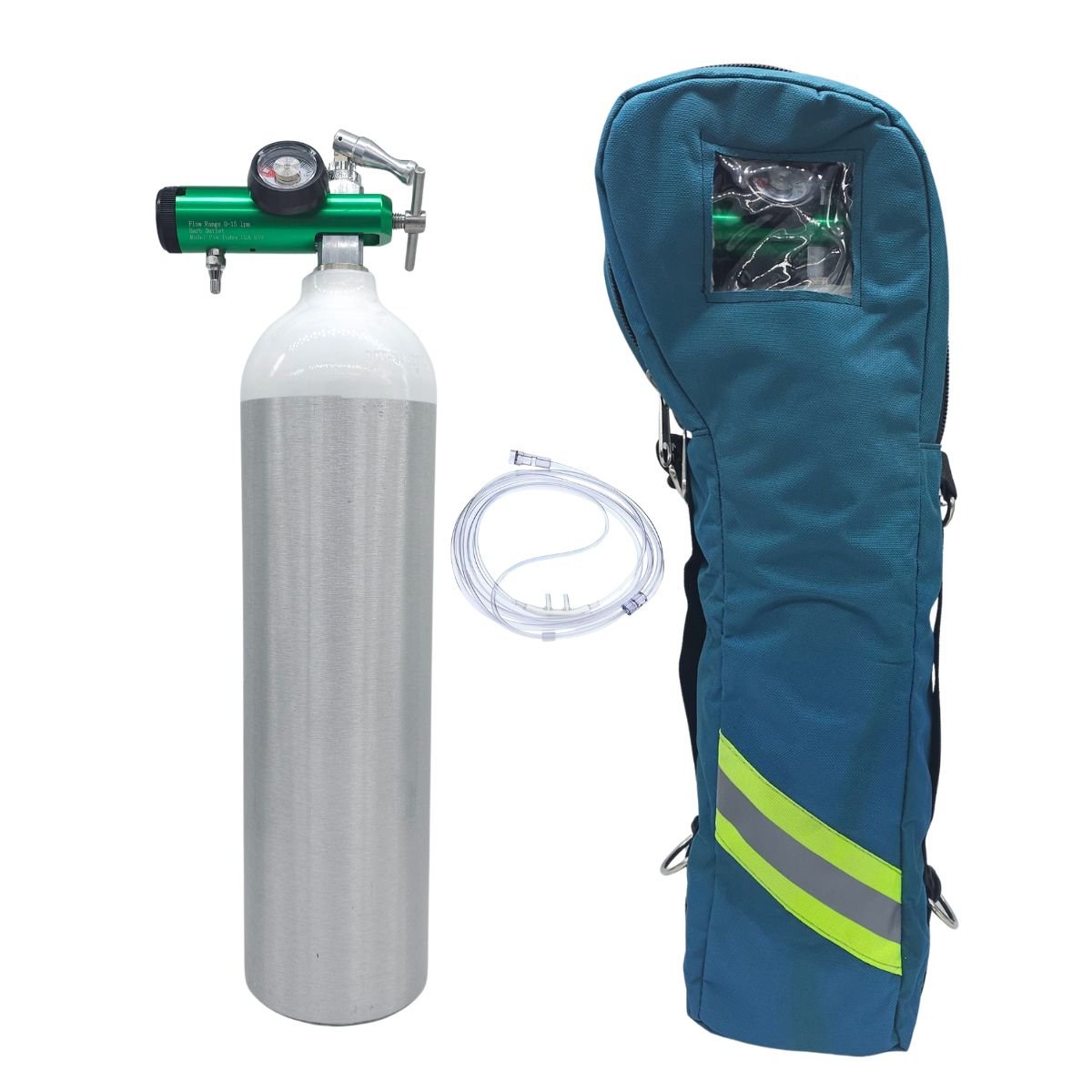 Cilindro Oxígeno Portátil 168L Kit Completo ISP - Regulador 15 LPM Cánula Nasal Bolso Transporte Médico Altura - tubotiquin.cl
