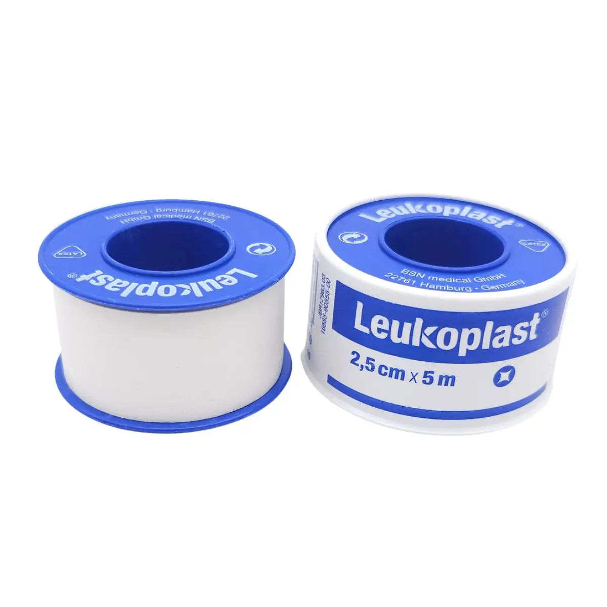 Cinta leukoplast blanco 2,5 cm x 5 m — rollo tela adhesiva impermeable BSN Medical Hamburg Germany