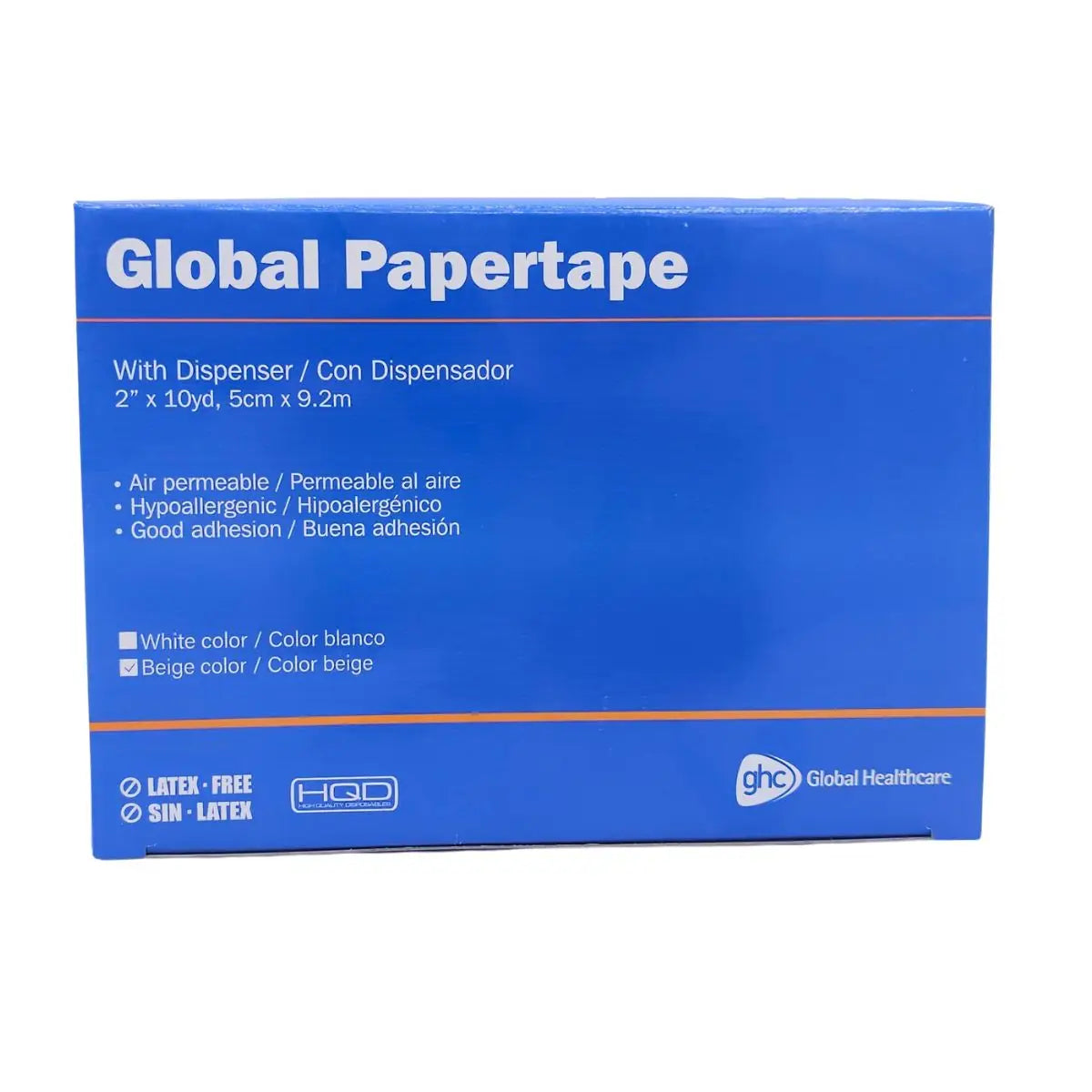 Caja cinta microporosa 5 cm x 9,2 m con dispensador — Global Papertape GHC papel adhesivo hipoalergénico