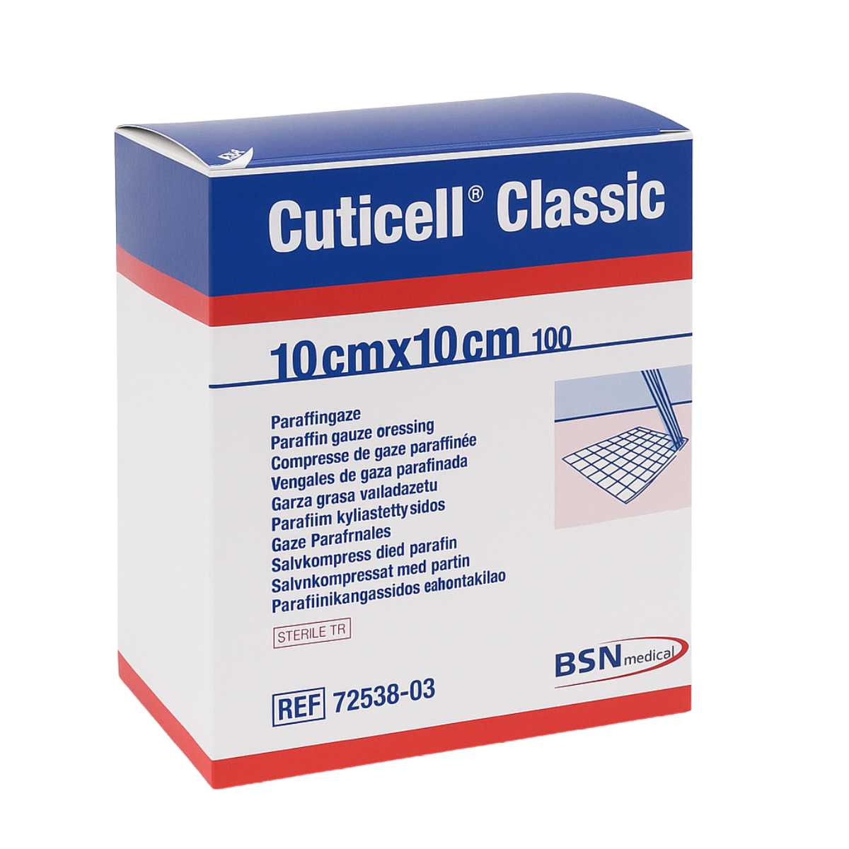 Cuticell Classic 10x10 cm - Apósito de Gasa Parafinada | Caja 100 unidades - tubotiquin.cl
