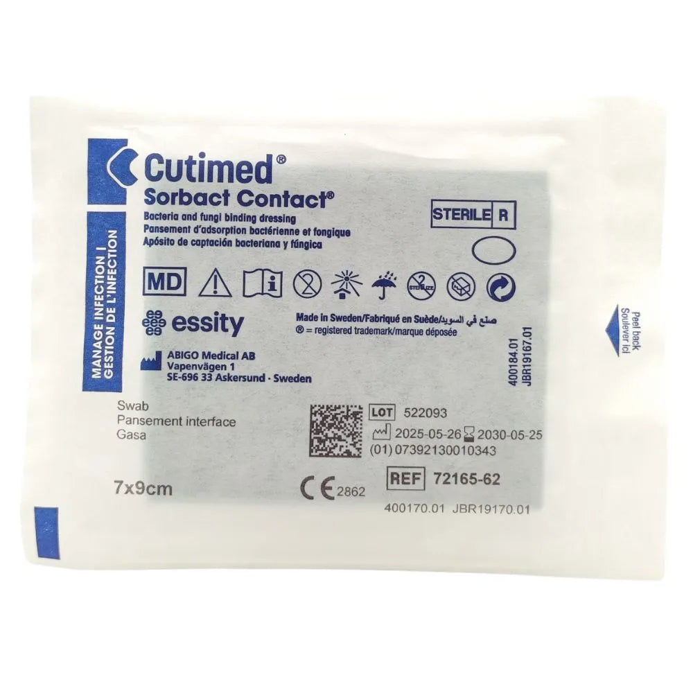 Apósito Cutimed Sorbact con tecnología DACC en envase estéril original