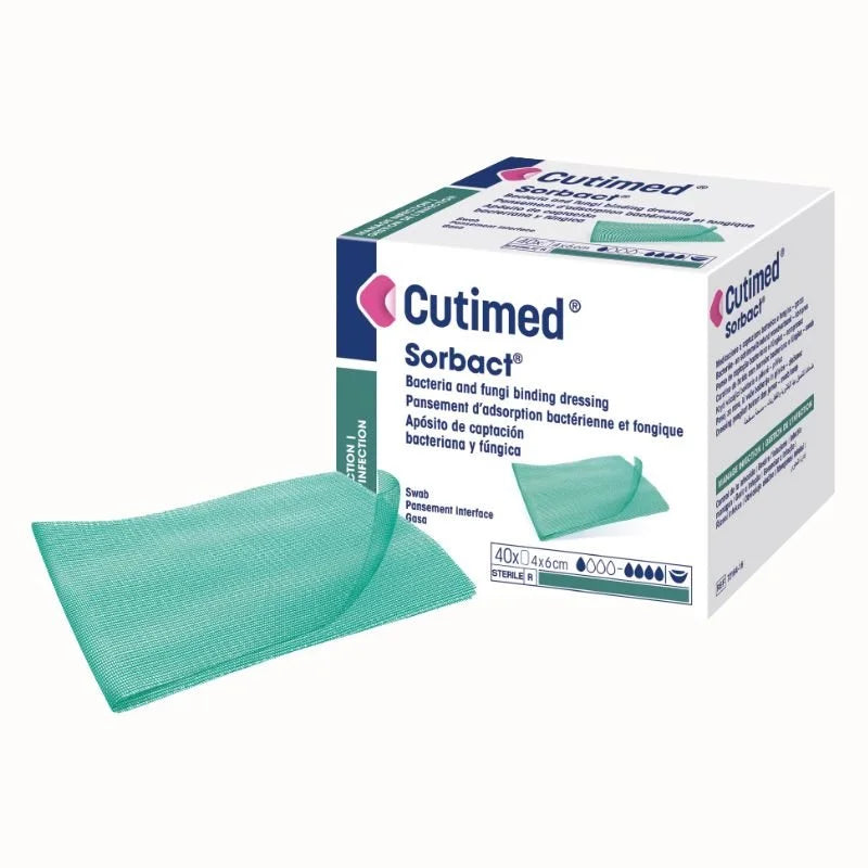 Caja gasa DACC Cutimed Sorbact 7×9 cm — BSN Medical Chile, ABIGO Medical AB Suecia