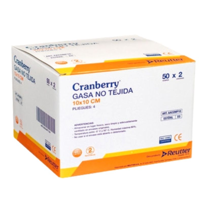 gasa esteril 10x10 no tejida marca cranberry para curaciones de heridas