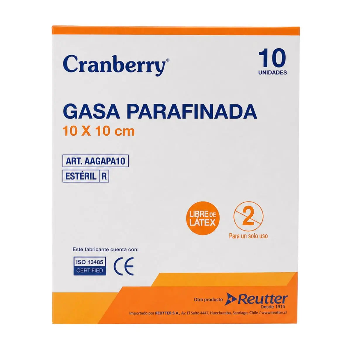 Gasa parafinada Cranberry 10×10 cm — caja x10 apósito estéril no adherente