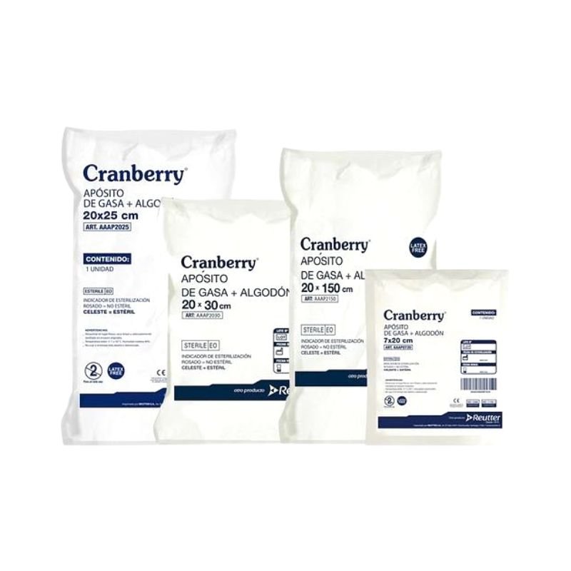 Gasa tejida estéril de algodón Cranberry — pack curación y cobertura de heridas