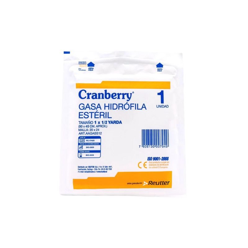 Gasa Hidrófila Estéril 1 x 1/2 Yarda (90cm x 45cm) cj/12 - tubotiquin.cl