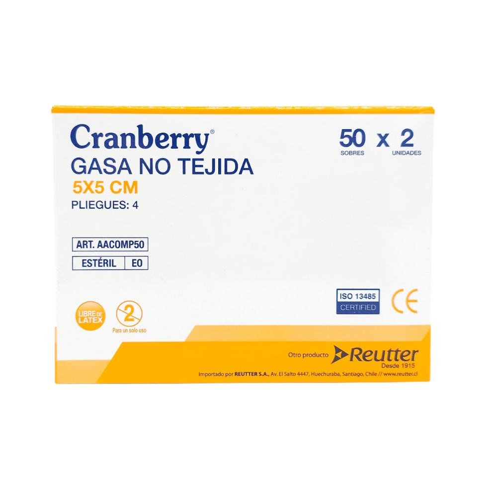 Gasas Estériles No Tejidas 5x5cm Caja 50 Unidades Cranberry - tubotiquin.cl