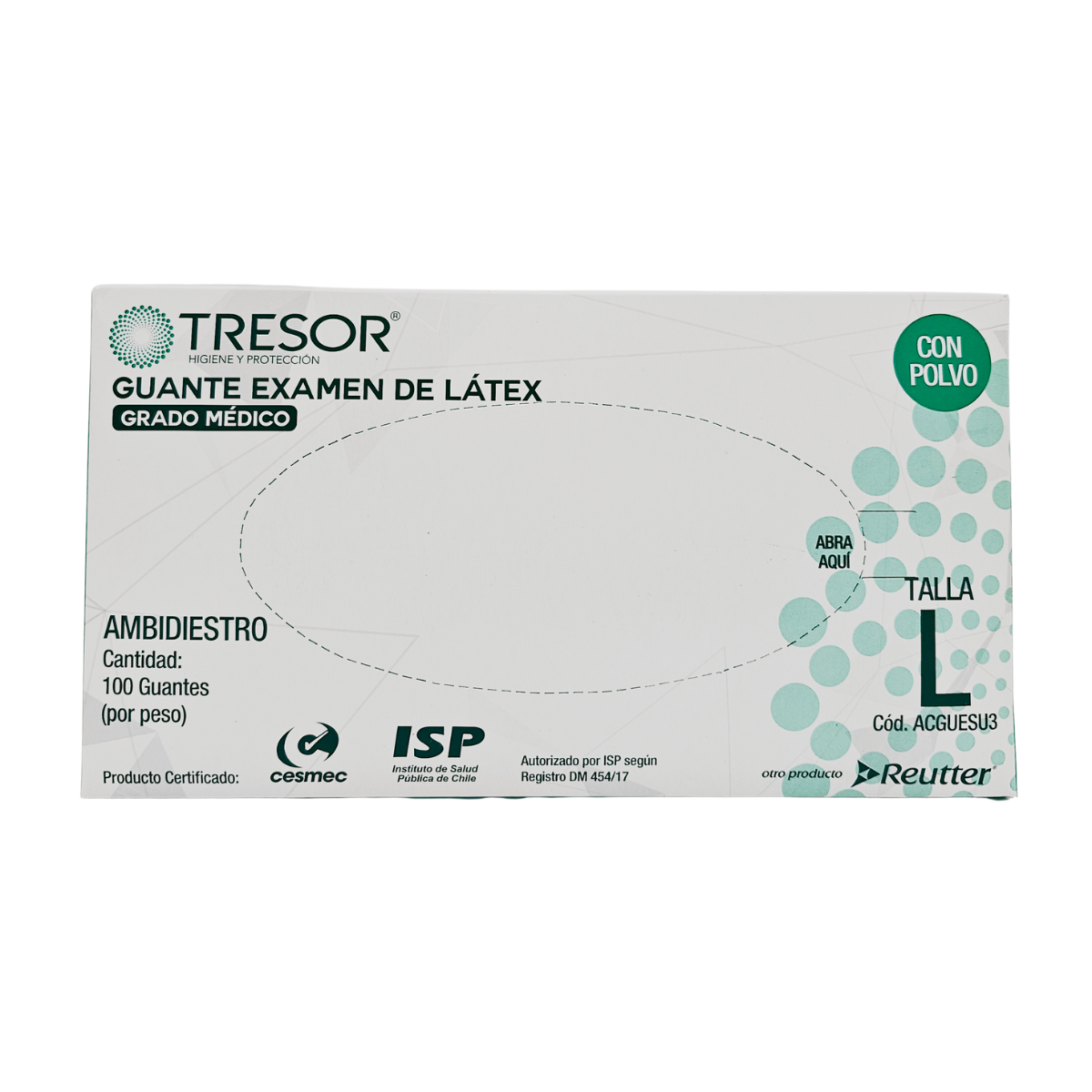 guante de latex grado medico marca tresor de reutter