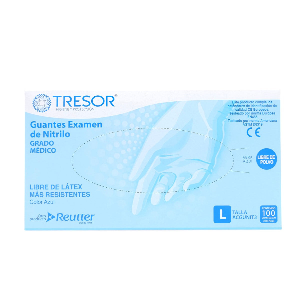 Guantes nitrilo azul Tresor examen médico 100 unidades caja