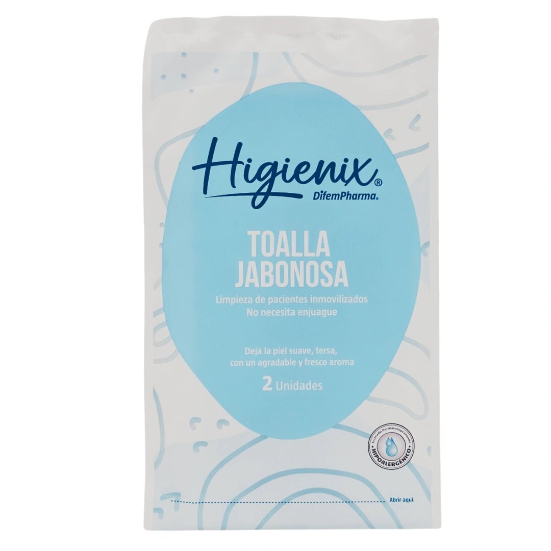 Higienix toallas jabonosas sin enjuague - Pack 24 sobres para cuidado pacientes postrados