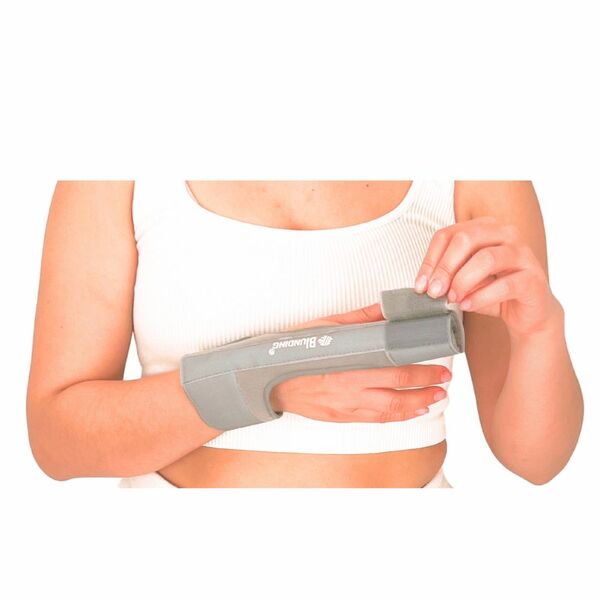 Inmovilizador de dedo Blunding vista lateral mostrando férula rígida interna