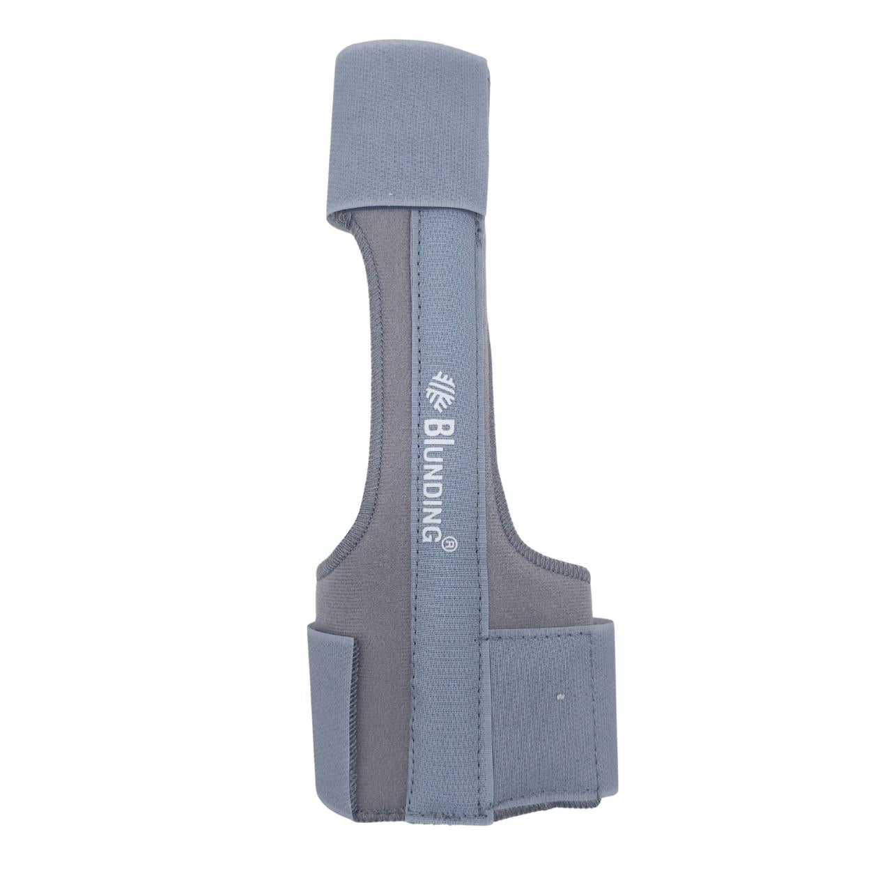 Inmovilizador de dedo Blunding, férula ortopédica vista frontal, color gris