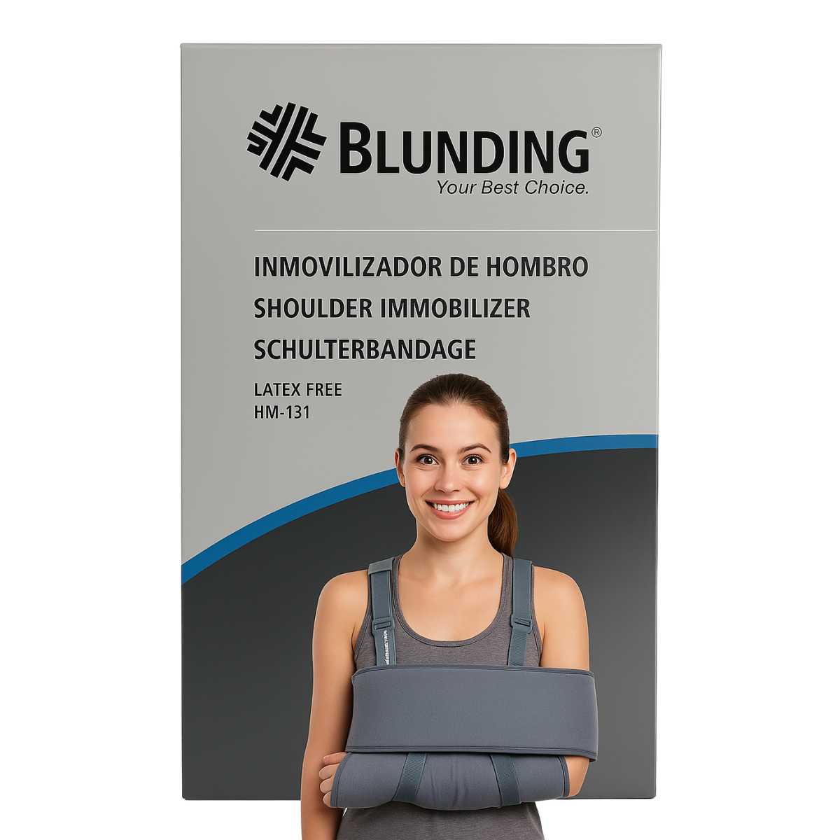 Inmovilizador de hombro Blunding color gris con correas ajustables