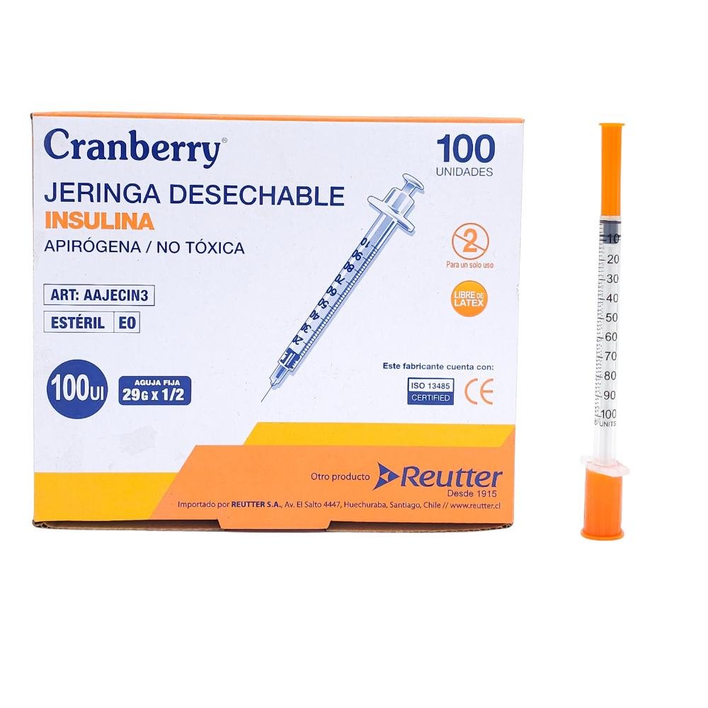 Jeringa Insulina Cranberry 29G x ½" - Caja 100 Unidades - tubotiquin.cl