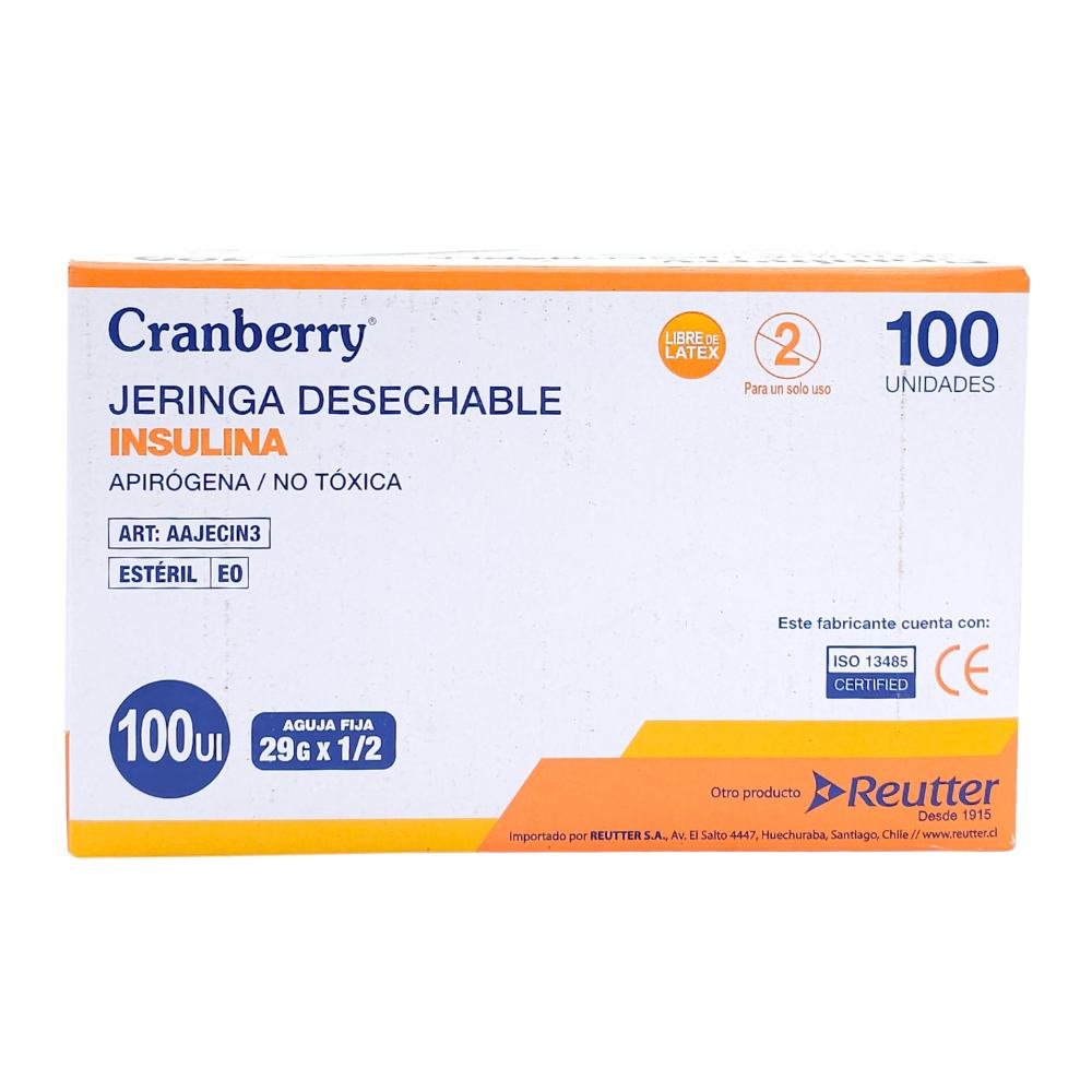 Jeringa Insulina Cranberry 29G x ½" - Caja 100 Unidades - tubotiquin.cl