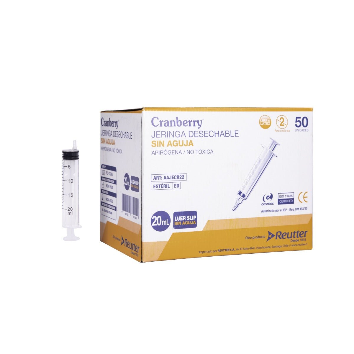 Jeringa Sin Aguja 20ml Luer Slip Cranberry Compatible Universal Agujas Versatilidad Médica Intercambio Rápido Estéril Caja 50 - tubotiquin.cl