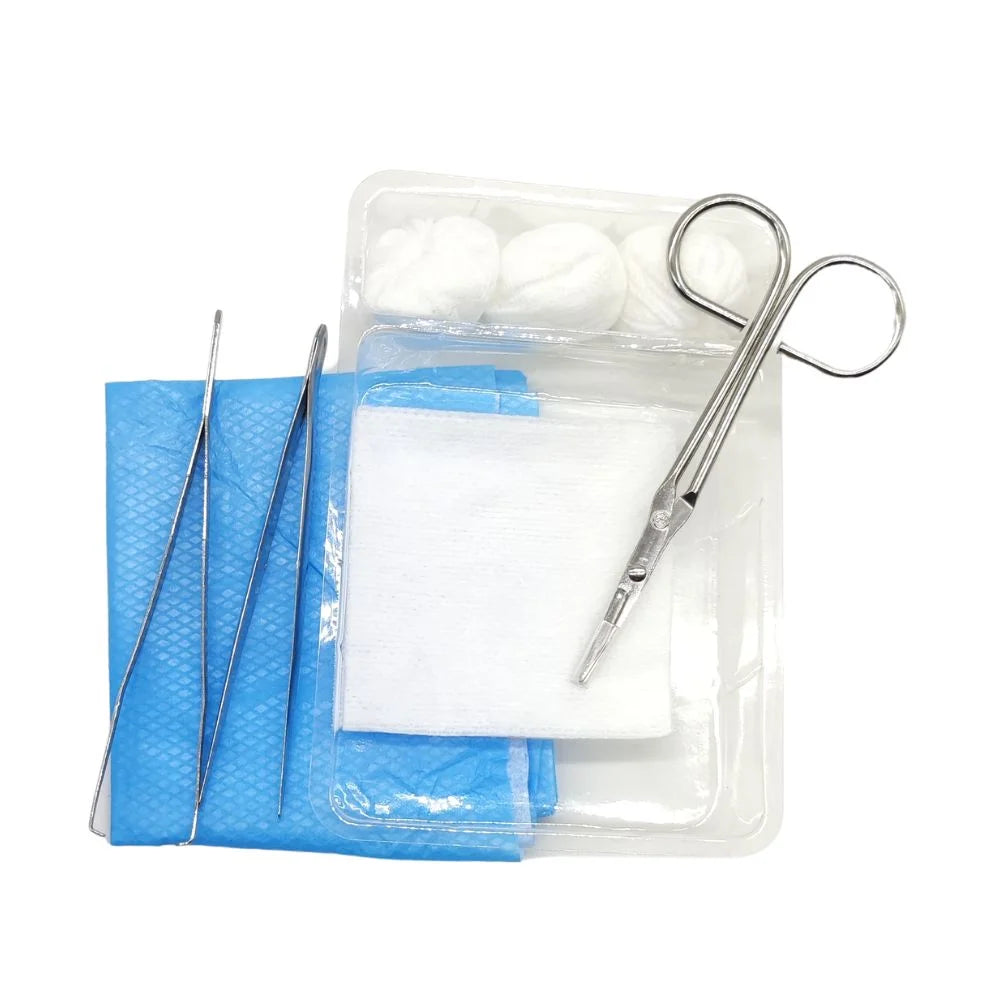 Kit de curación desechable estéril GHC con 2 pinzas contenido completo para curaciones