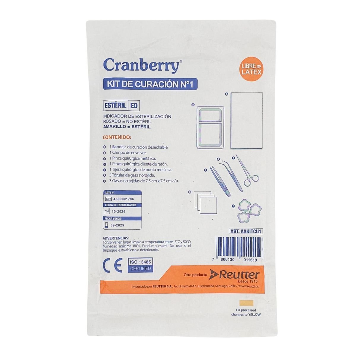 Kit de curación estéril Cranberry con instrumental quirúrgico desechable - Insumos médicos profesionales uso clínico