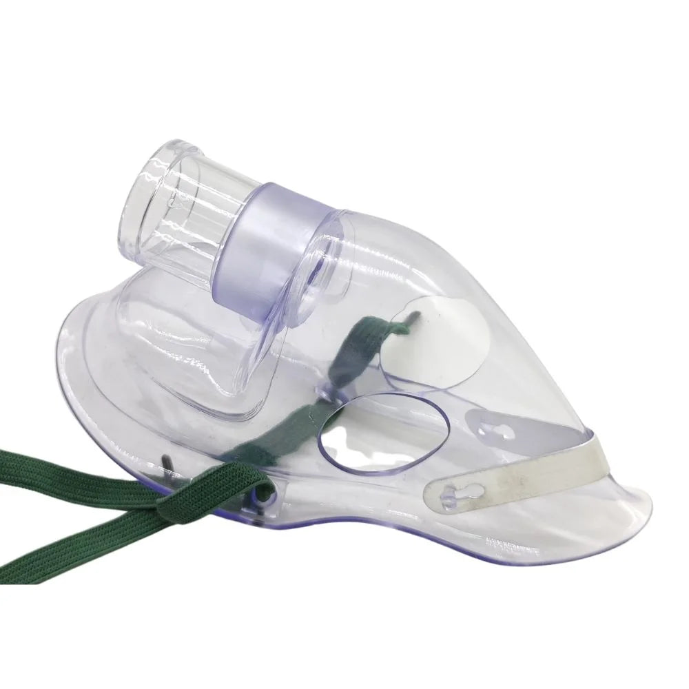 Mascarilla nebulizadora Cranberry vista lateral con banda elástica para fijación