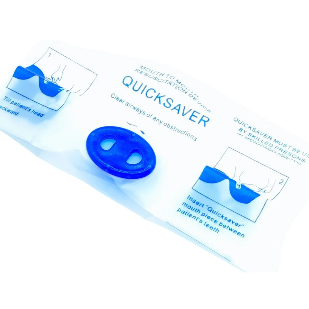 Mascarilla RCP desechable Quicksaver con válvula unidireccional para reanimación boca a boca