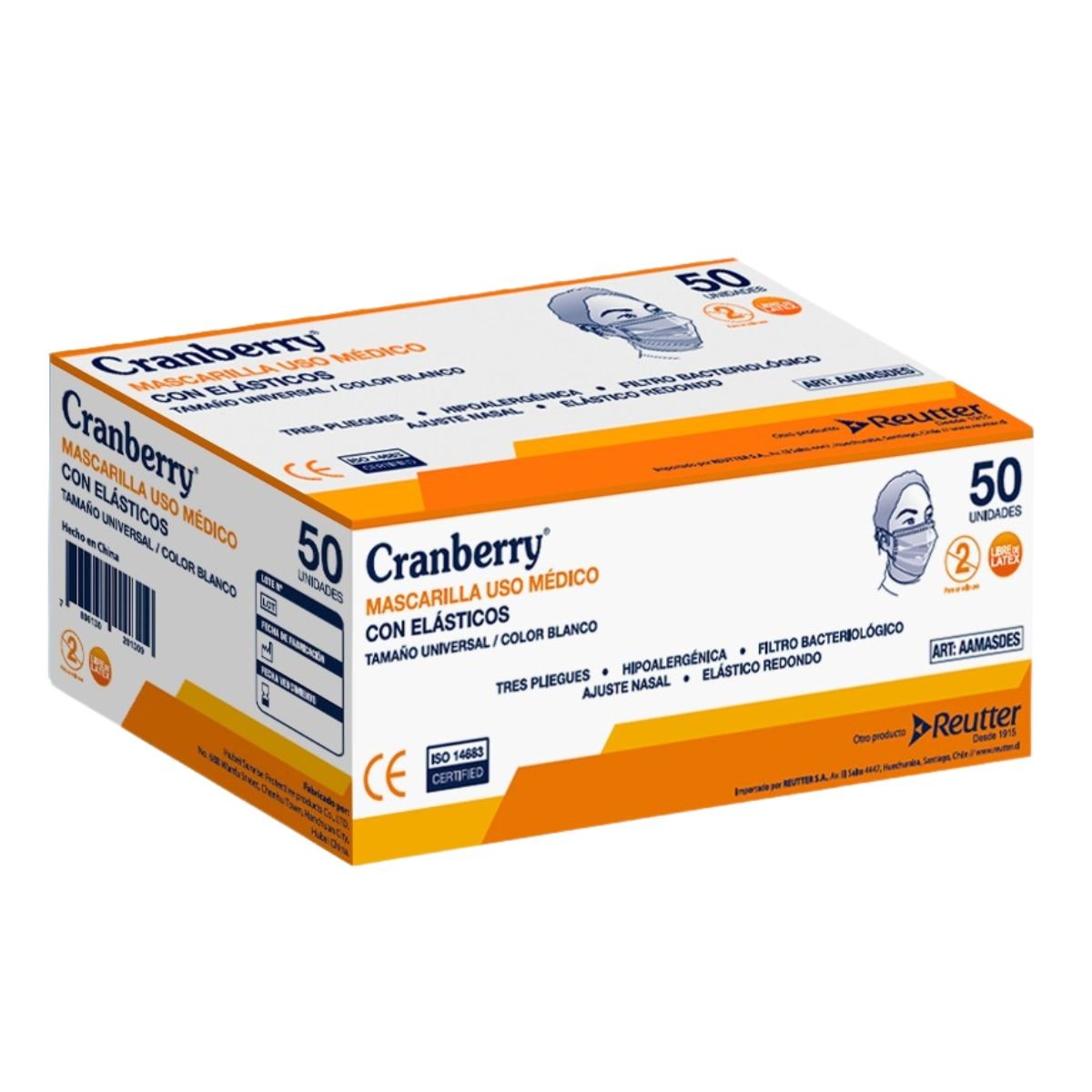 Mascarillas médicas certificadas Cranberry triple capa protección profesional Santiago