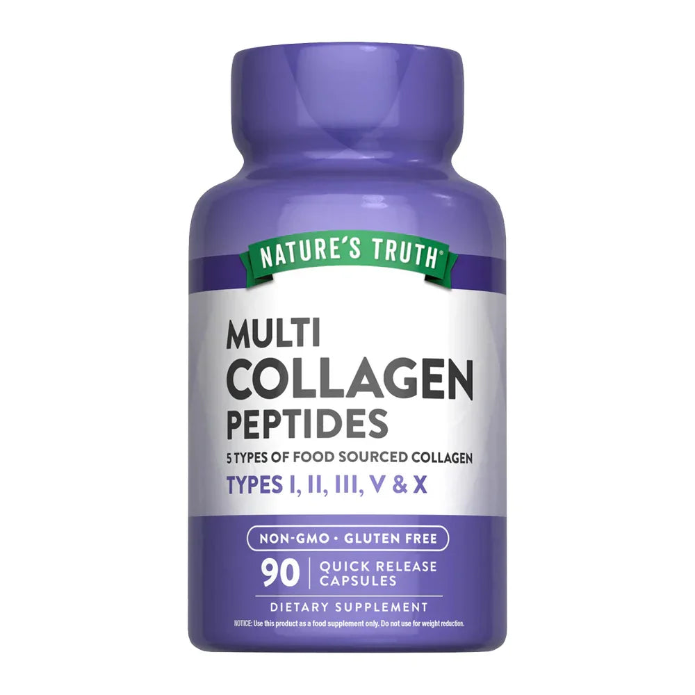 Multi Colageno Complex Tipo I II III V X Nature's Truth - 90 cápsulas 5 tipos colágeno Non-GMO sin gluten Chile