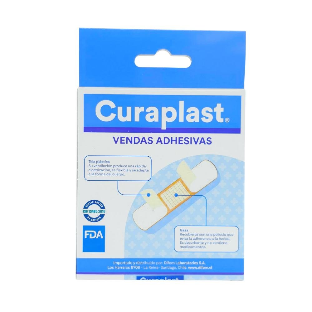Caja Curaplast vendas adhesivas parches curita rectangulares 100 unidades adaptables cuerpo producto estéril