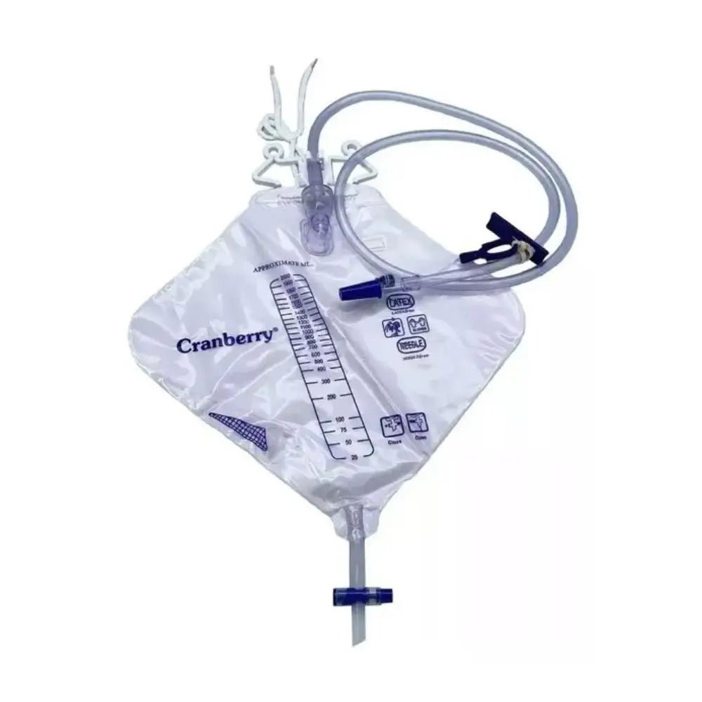 Recolector de orina adulto Cranberry 2 litros con bolsa graduada y tubo de drenaje