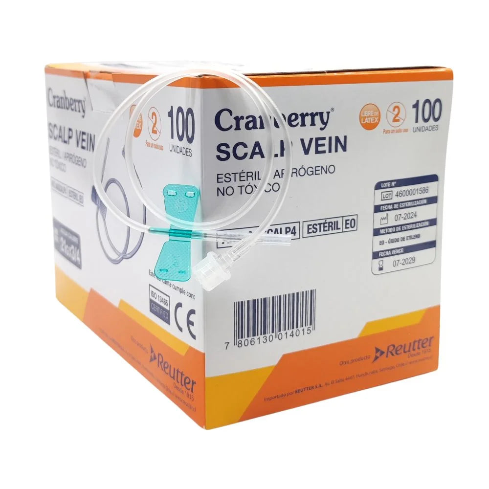 Scalp Vein Cranberry dispositivo médico para administración intravenosa