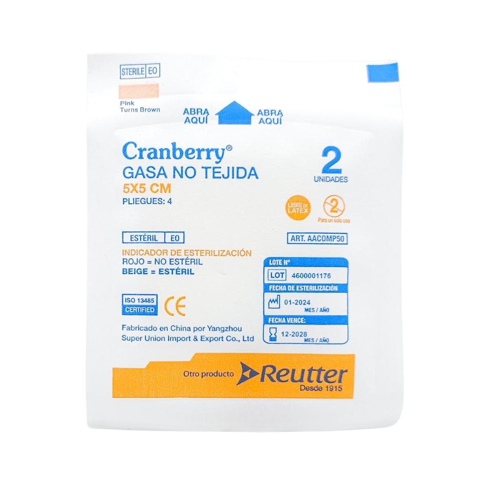 Gasas Estériles No Tejidas 5x5cm Caja 50 Unidades Cranberry - tubotiquin.cl