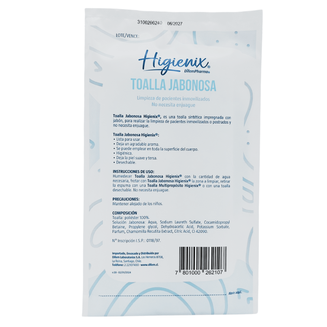 Toallas Jabonosas Higienix - Sin Enjuague para Pacientes - Pack 24 - tubotiquin.cl