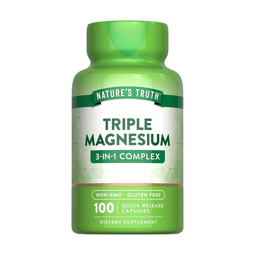Triple Magnesio Complex 420mg Nature's Truth - 100 cápsulas 3-in-1 Non-GMO sin gluten energía músculos Chile