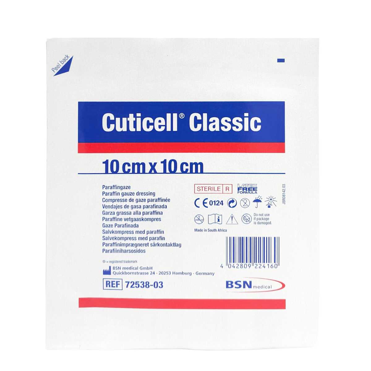 tull de gasa parafinada cuticell classic indicado para uso profesional hospitalario y domiciliario.