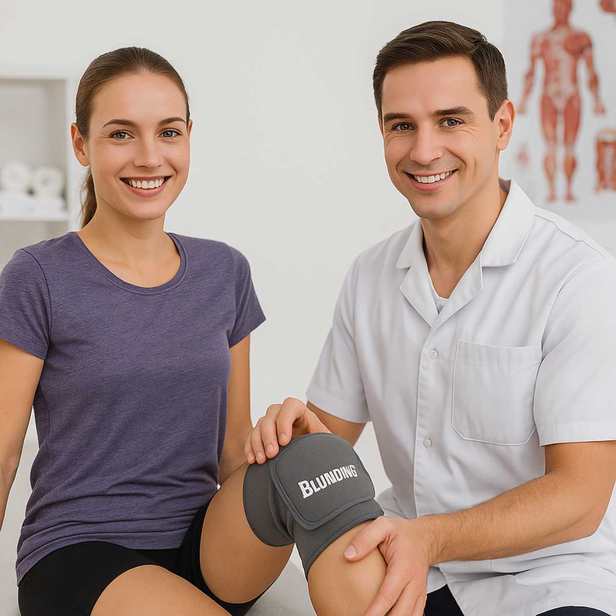 Aplicación clínica de compresa frío-calor Blunding en tratamiento de rodilla